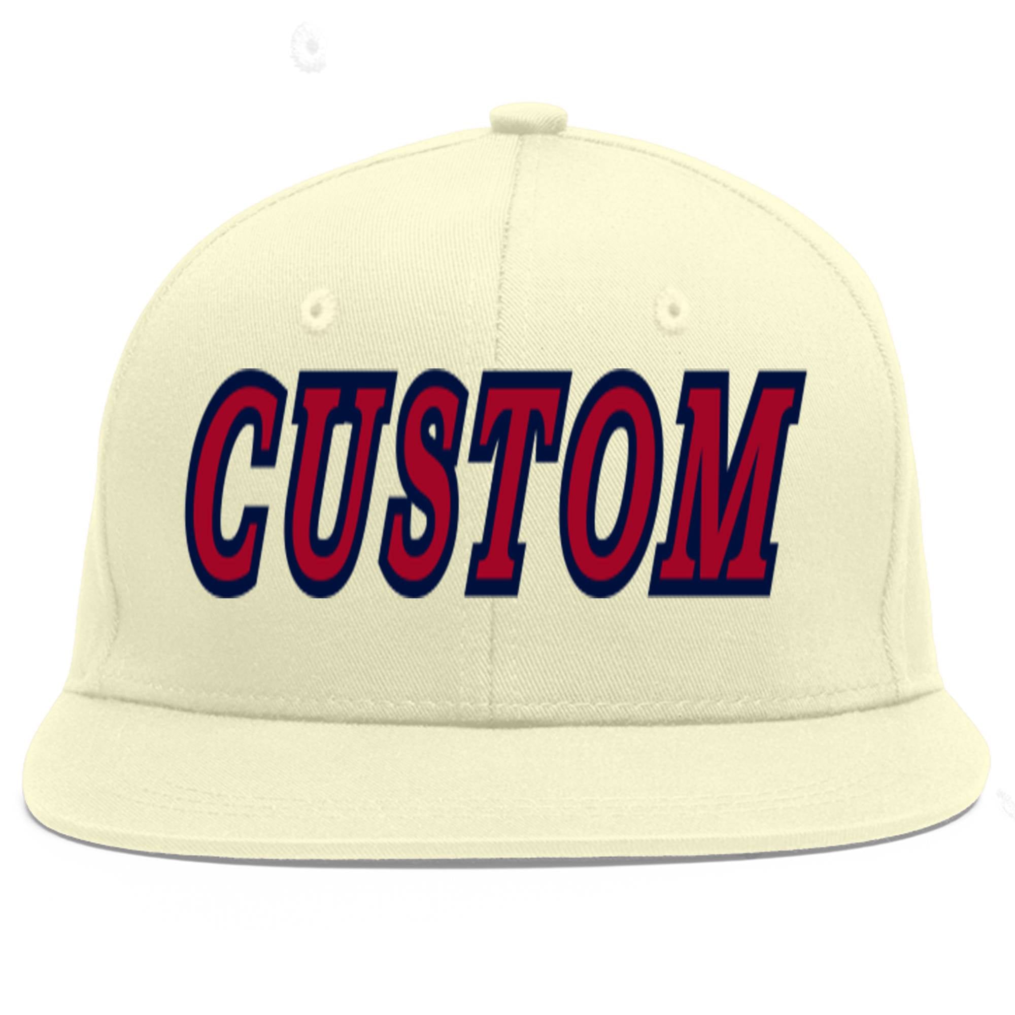 Casquette de baseball sport personnalisée crème rouge-marine Flat Eaves