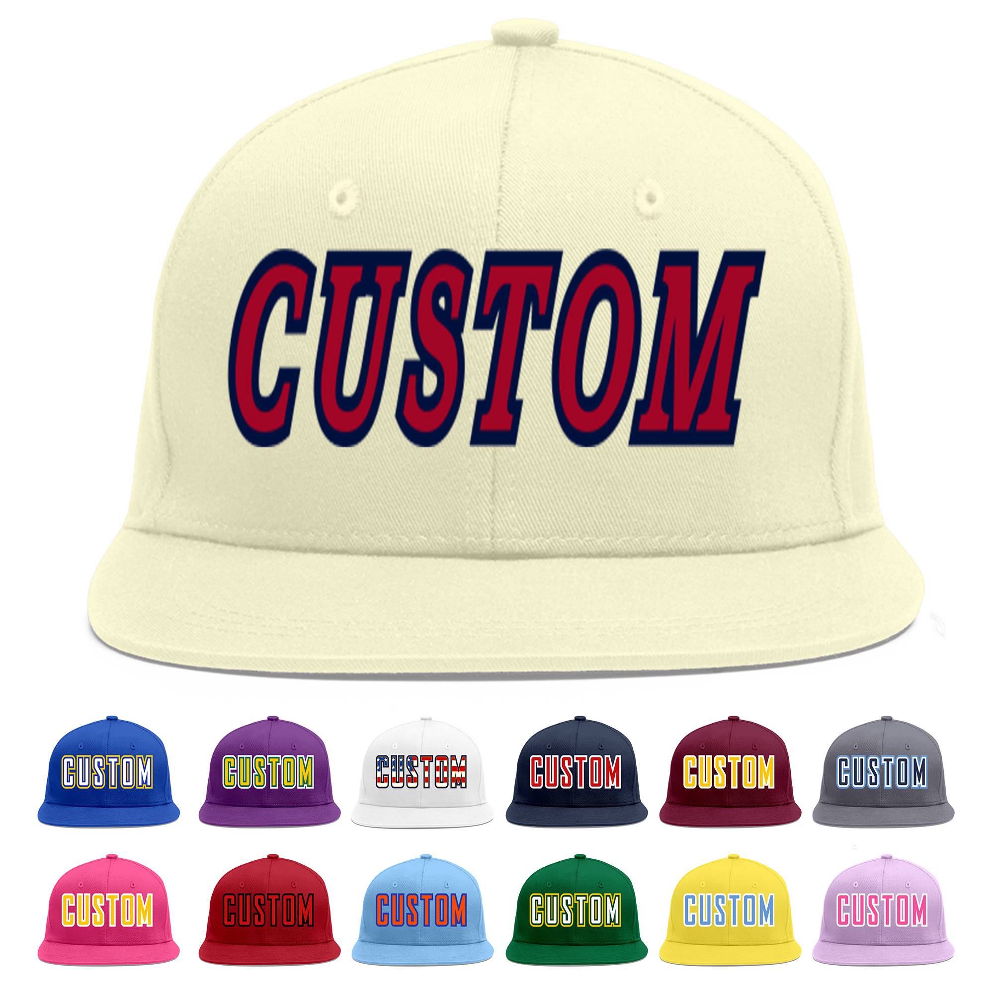 Casquette de baseball sport personnalisée crème rouge-marine Flat Eaves