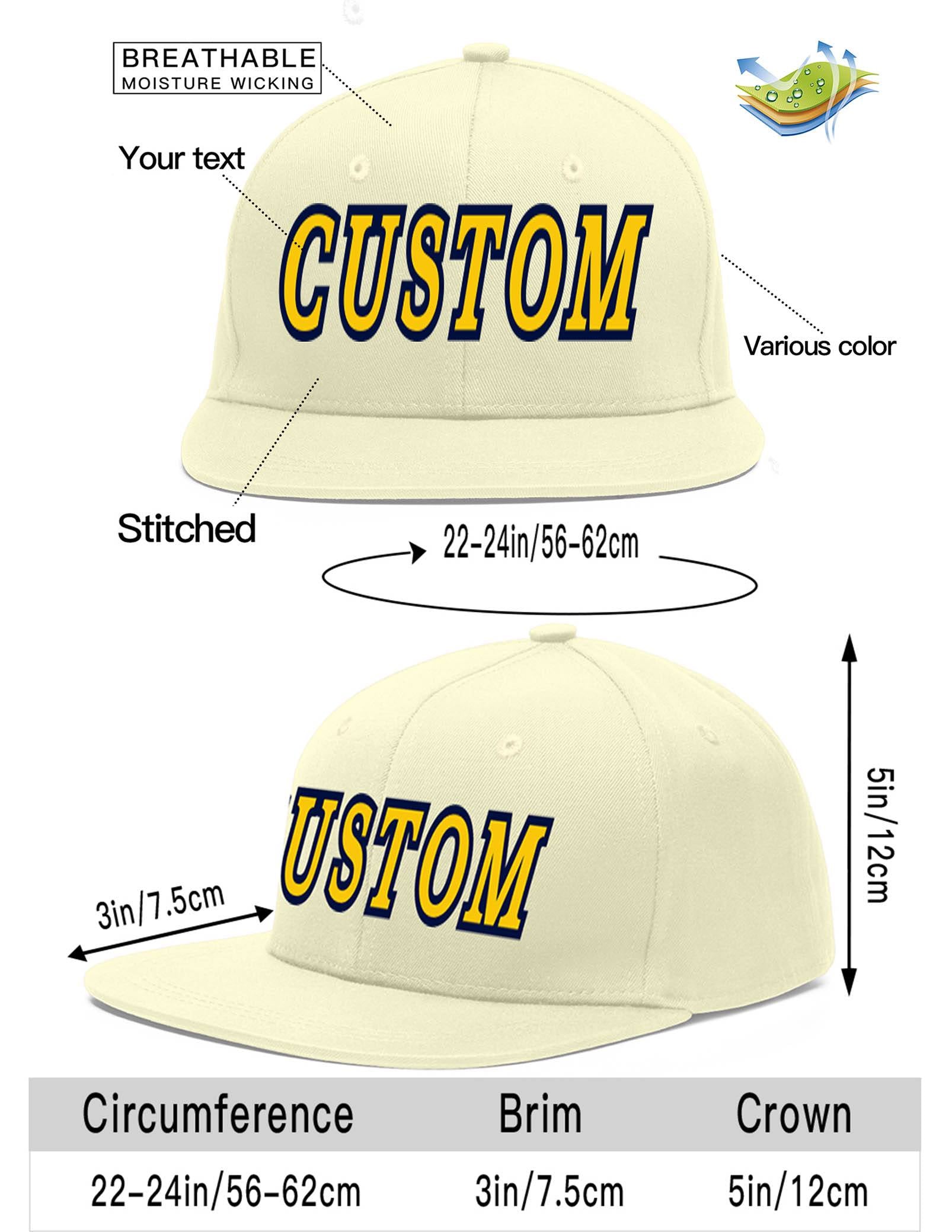 Custom Cream Gold-Navy Flat Eaves Sport Baseball Cap