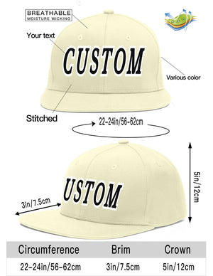 Custom Cream Black-White Flat Eaves Sport Baseball Cap