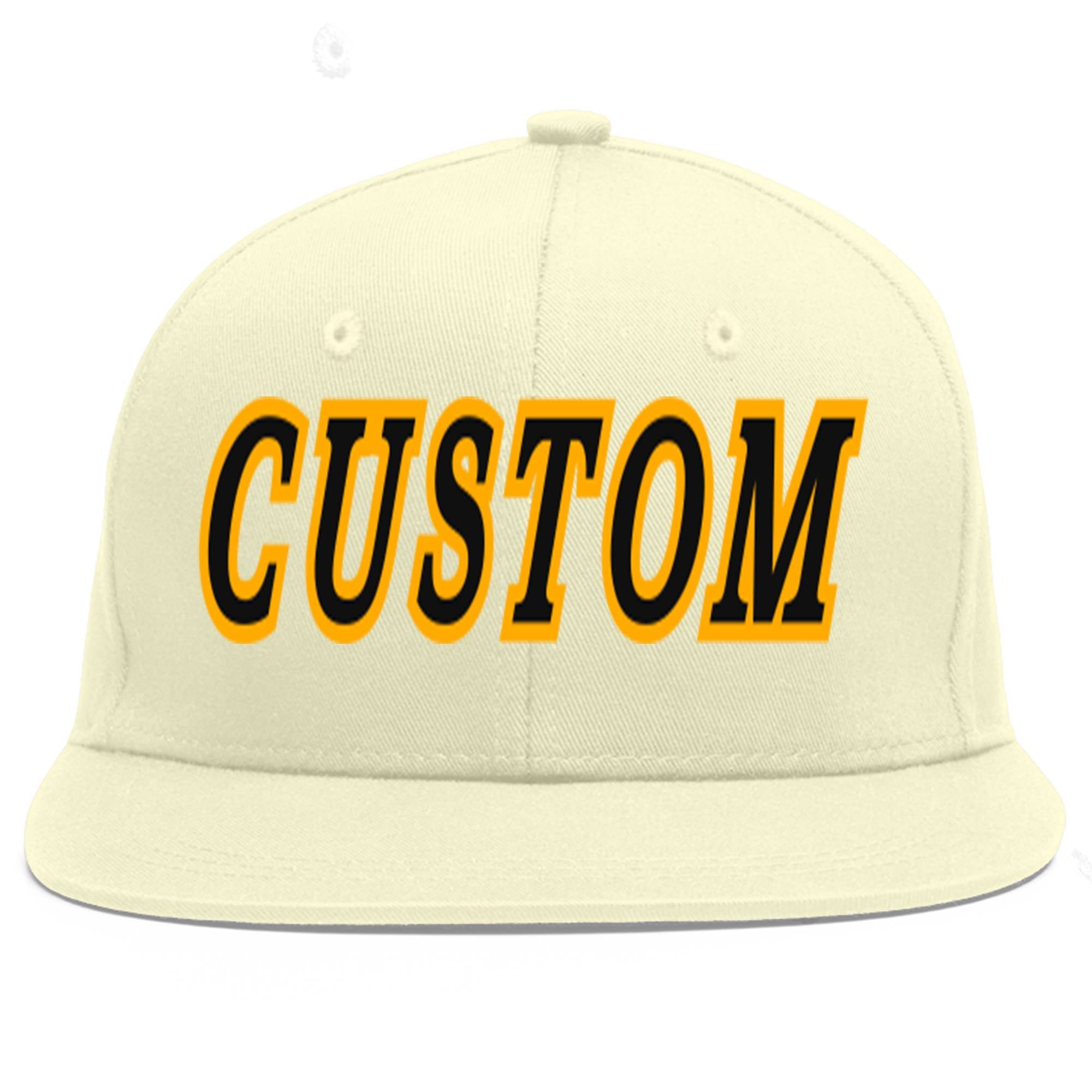 Casquette de baseball sport plate Eaves crème personnalisée noir-jaune