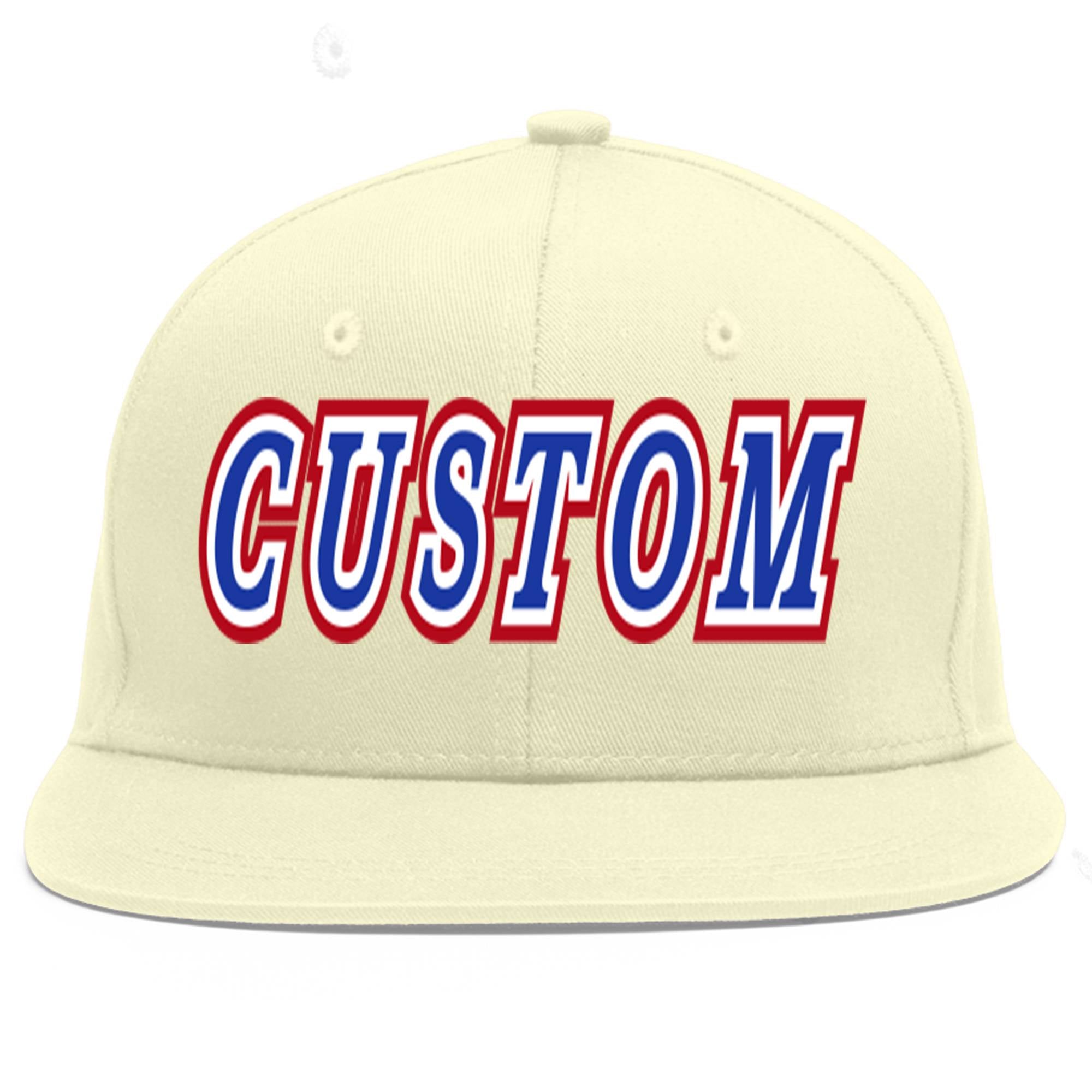 Casquette de baseball sport personnalisée crème Royal-White Flat Eaves