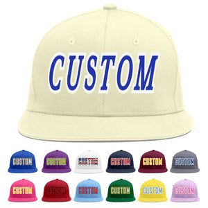 Casquette de baseball sport personnalisée crème Royal-White Flat Eaves