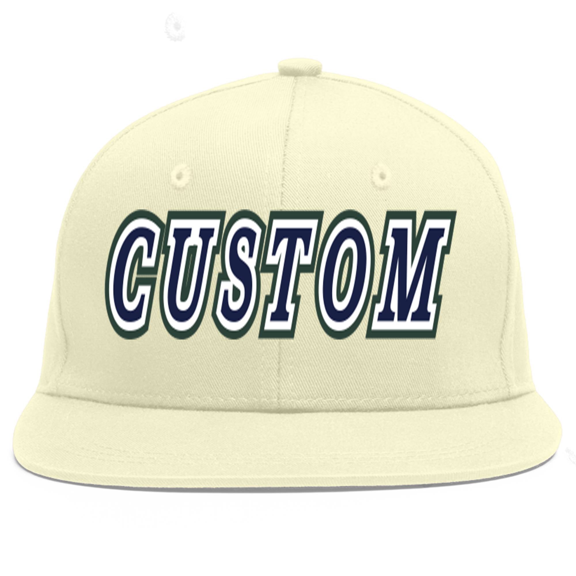 Casquette de baseball sport à Eaves plates bleu marine-blanc crème personnalisée