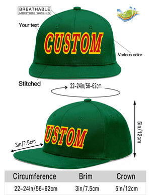 Custom Green Red-Yellow Flat Eaves Sport Baseball Cap