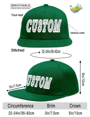 Custom Green Gray-White Flat Eaves Sport Baseball Cap