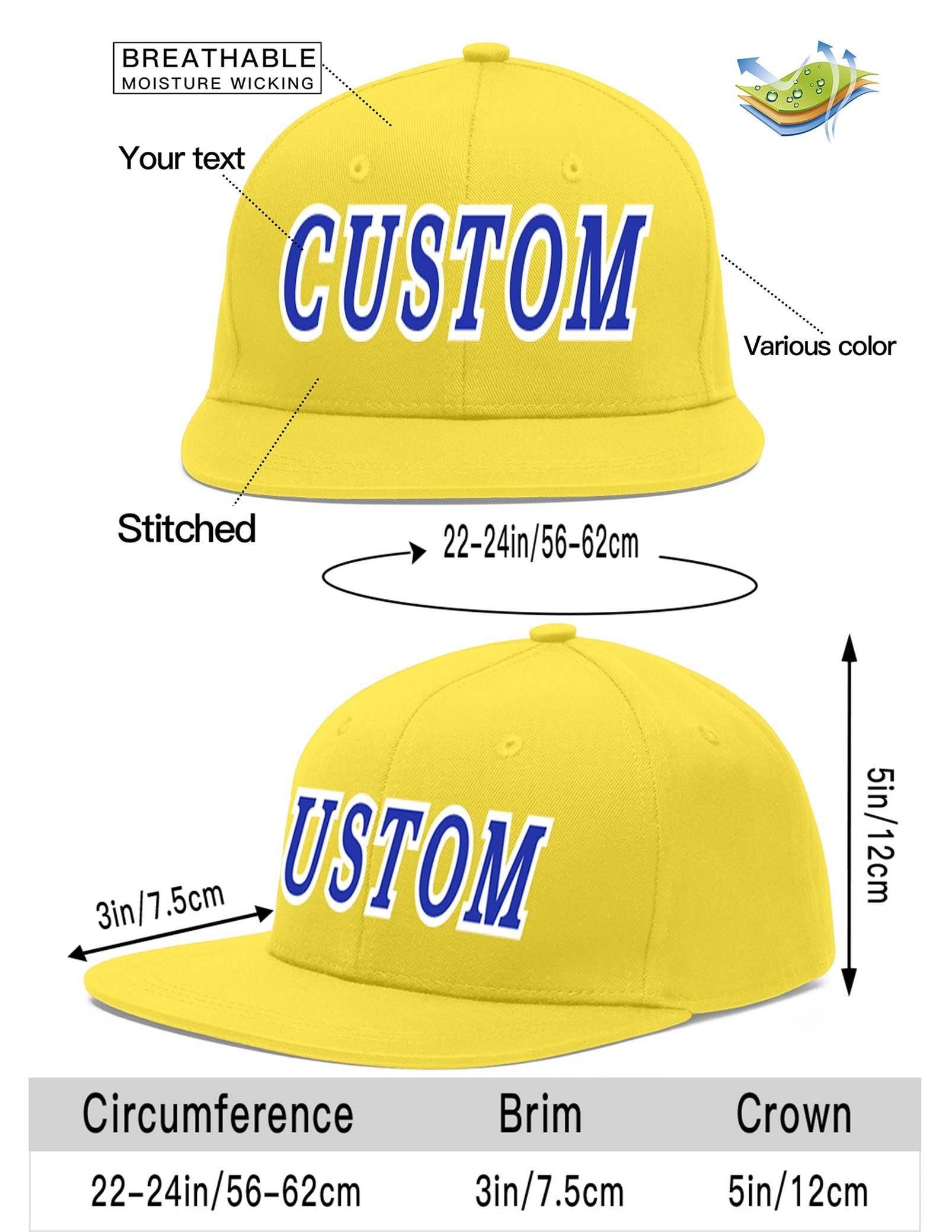 Custom Light Gold Royal-White Flat Eaves Sport Baseball Cap