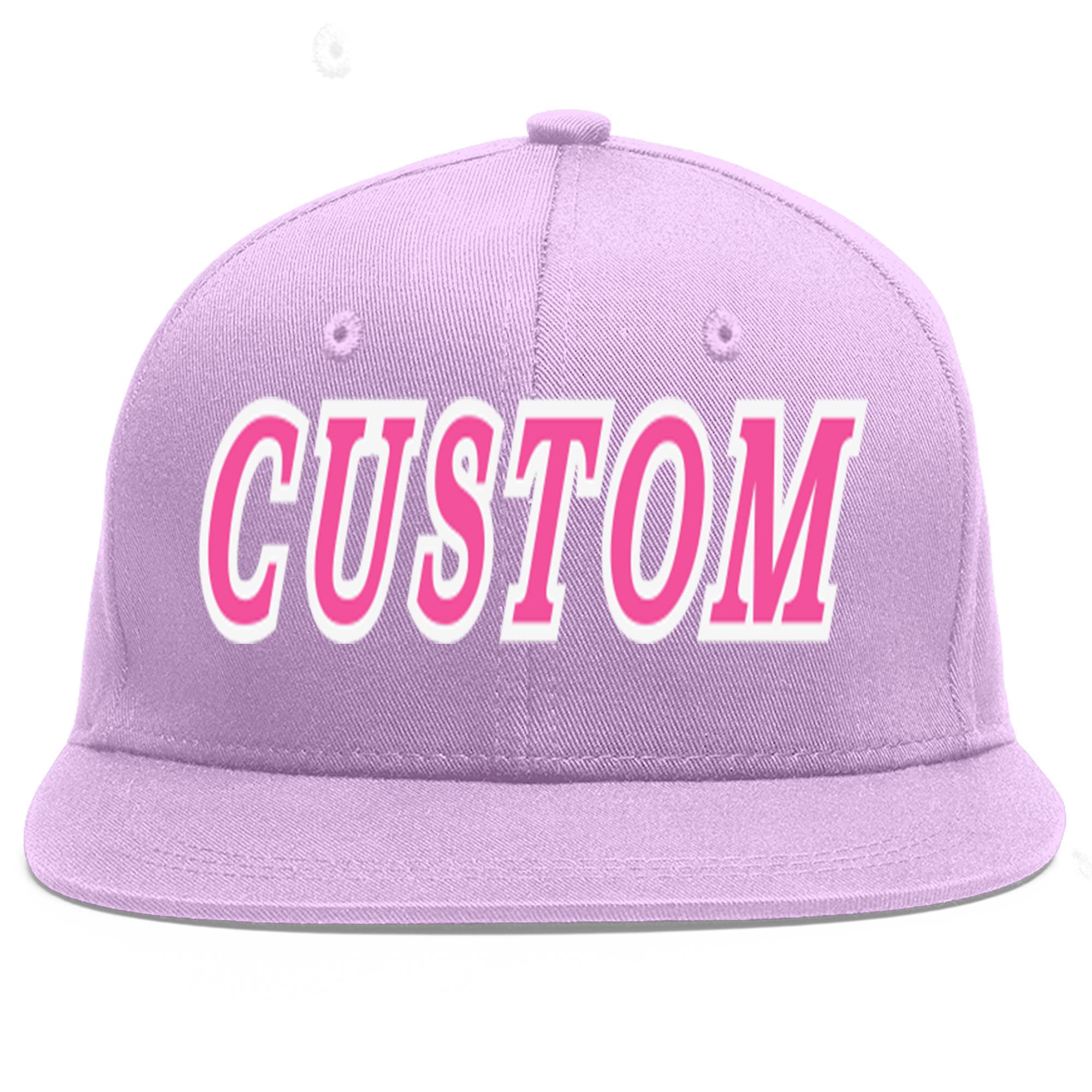 Casquette de baseball de sport personnalisée, violet clair, rose et blanc, avec avant-toit plat