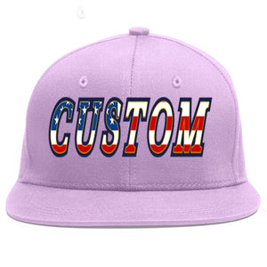 Casquette de baseball personnalisée avec drapeau américain, violet clair, vintage, or, avant-toit plat, sport