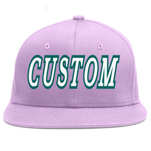 Casquette de baseball personnalisée violet clair blanc-aqua plat Eaves Sport