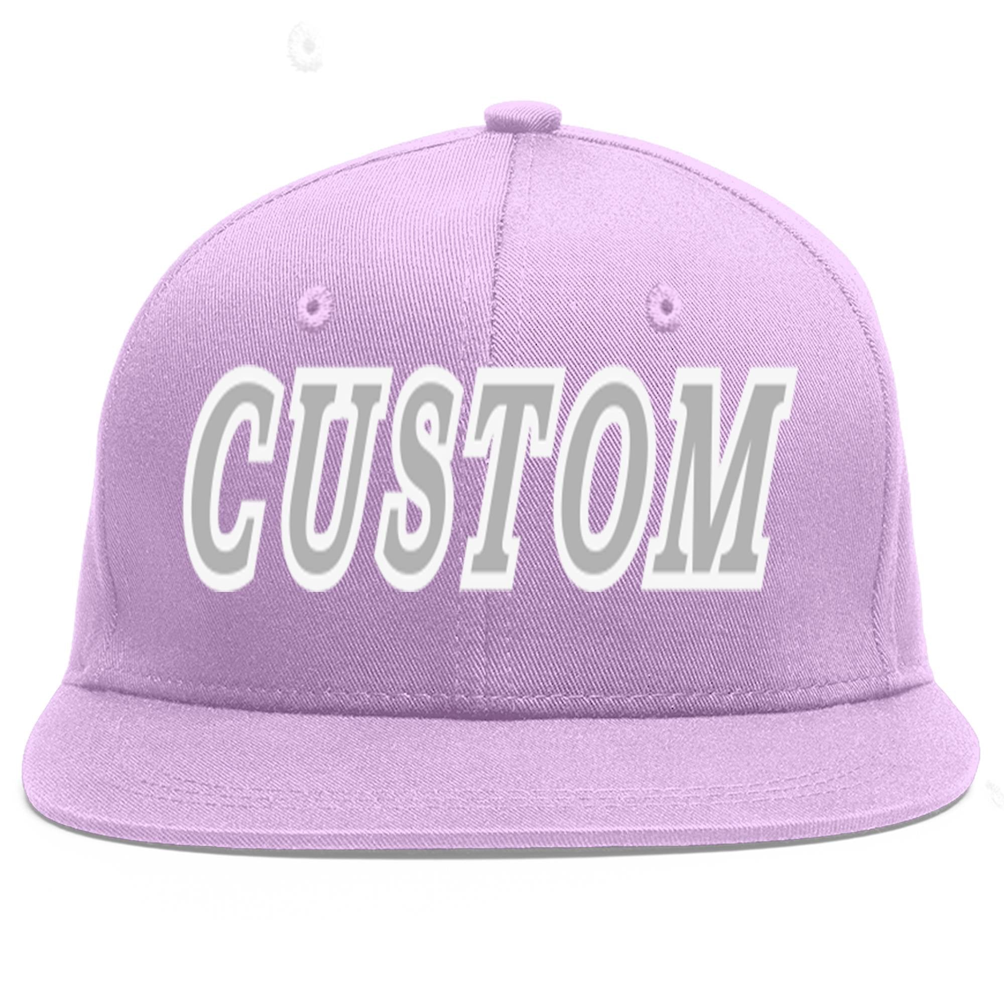 Casquette de baseball de sport personnalisée, violet clair, gris-blanc, à avant-toit plat