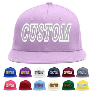 Custom Light Purple Gray-White Flat Eaves Sport Baseball Cap