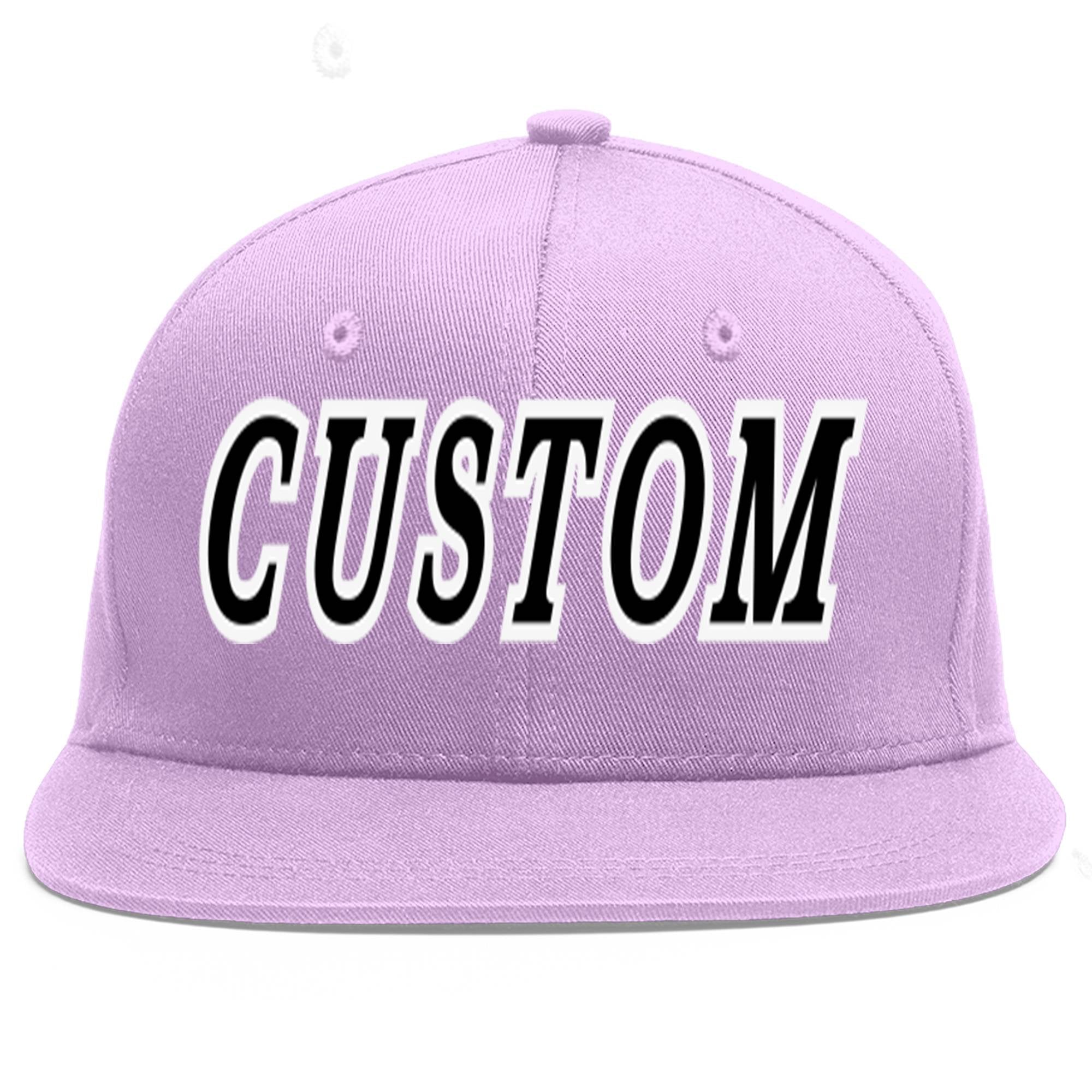 Casquette de baseball de sport personnalisée, violet clair, noir et blanc, avec avant-toit plat