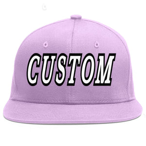 Casquette de baseball sport personnalisée violet clair blanc-noir Flat Eaves