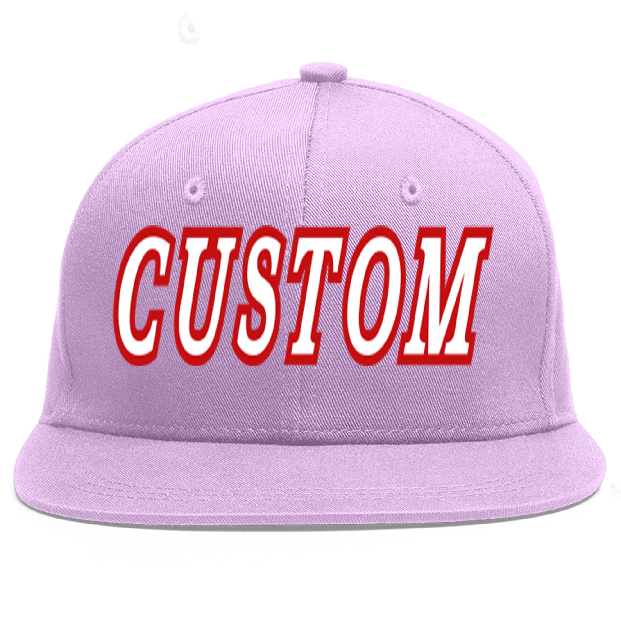 Casquette de baseball sport personnalisée violet clair blanc-rouge