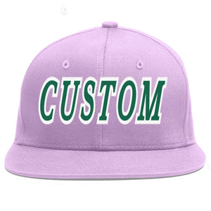 Custom Light Purple Kelly Green-White Flat Eaves Sport Baseball Cap