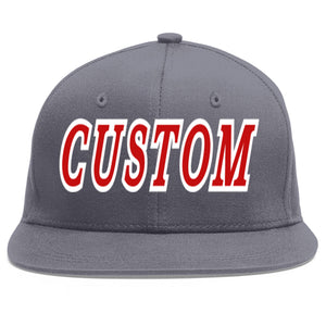 Casquette de baseball sport personnalisée gris foncé rouge-blanc