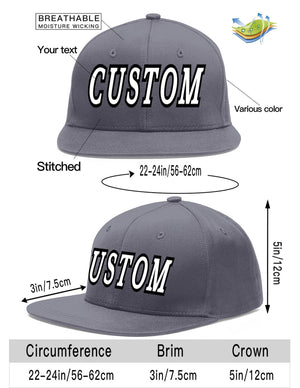 Custom Dark Gray White-Black Flat Eaves Sport Baseball Cap