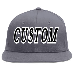 Casquette de baseball sport personnalisée gris foncé noir-blanc