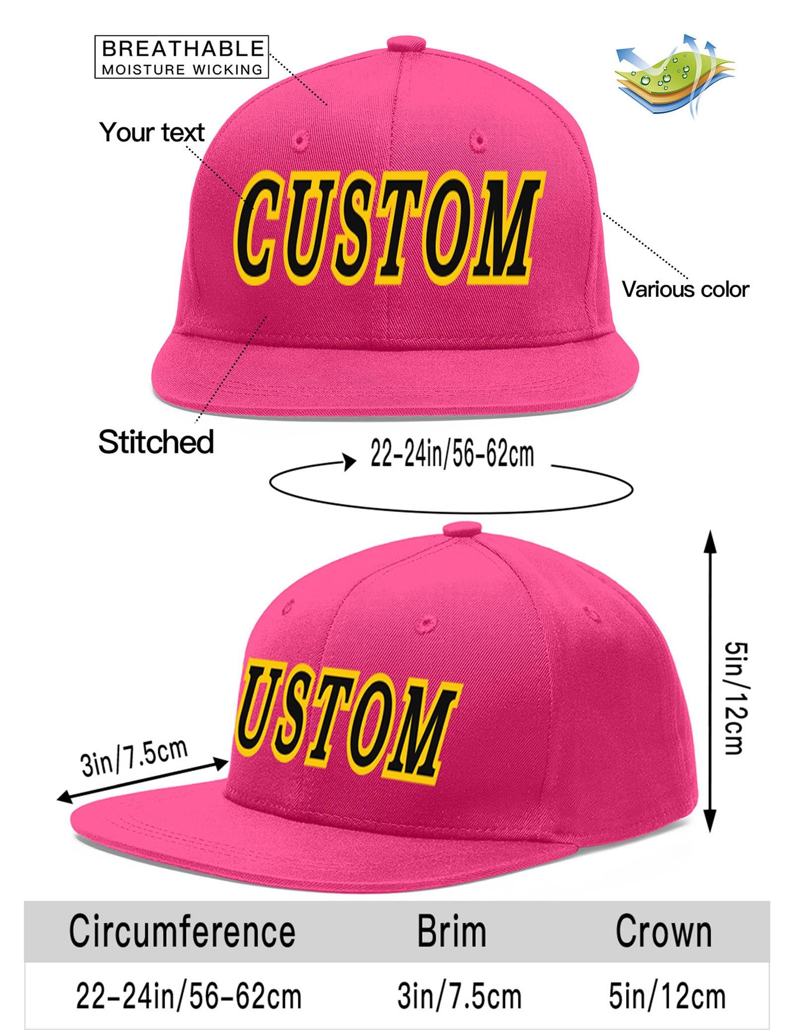 Custom Rose Red Black-Gold Flat Eaves Sport Baseball Cap