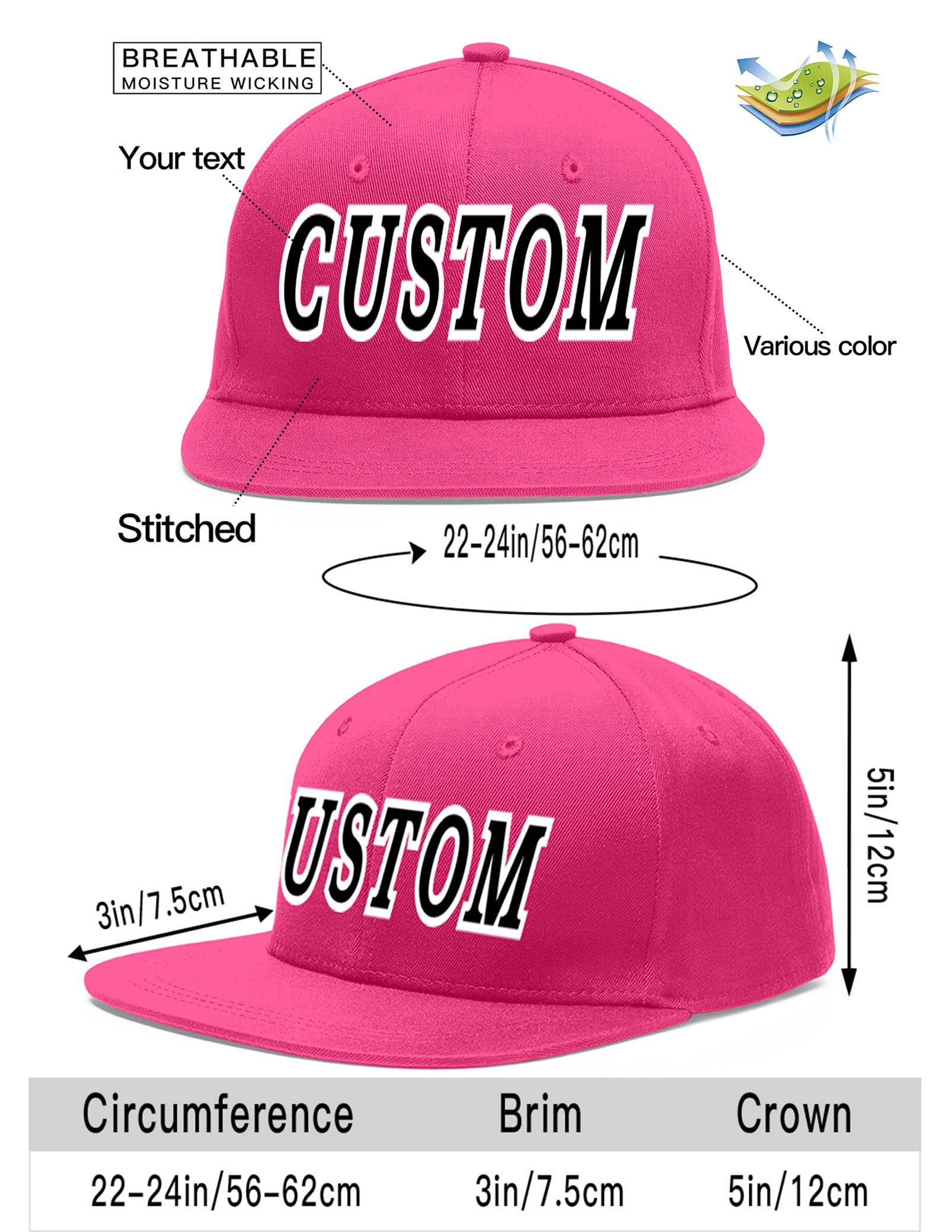 Custom Rose Red Black-White Flat Eaves Sport Baseball Cap