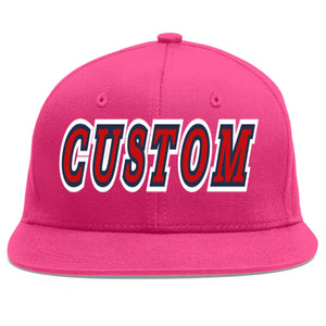 Casquette de baseball sport personnalisée Rose rouge rouge-marine Flat Eaves