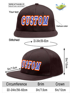 Custom Brown Royal-White Flat Eaves Sport Baseball Cap