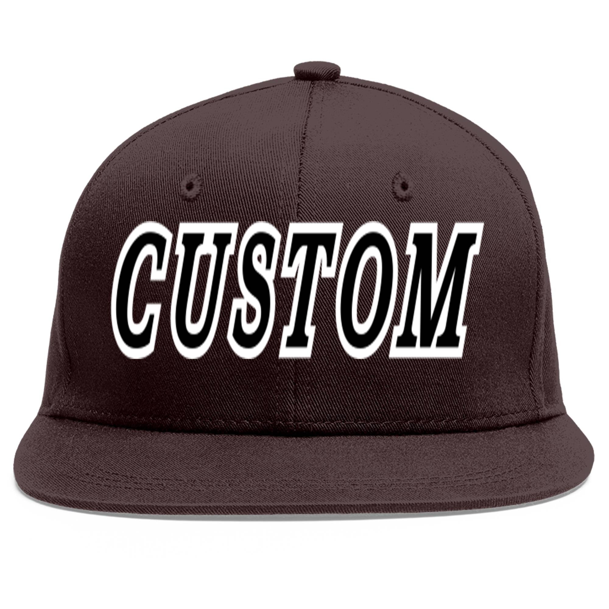 Casquette de baseball sport personnalisée marron noir-blanc Flat Eaves