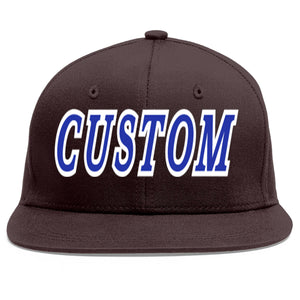 Casquette de baseball sport personnalisée marron Royal-White Flat Eaves