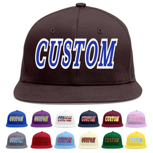 Casquette de baseball sport personnalisée marron Royal-White Flat Eaves