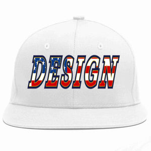 Custom White Vintage USA Flag-Gold Flat Eaves Sport Baseball Cap Design for Men/Women/Youth