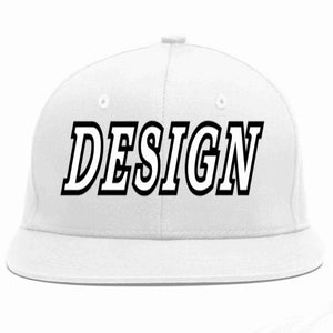 Conception personnalisée de casquette de baseball de sport à avant-toit plat blanc blanc-noir pour hommes/femmes/jeunes