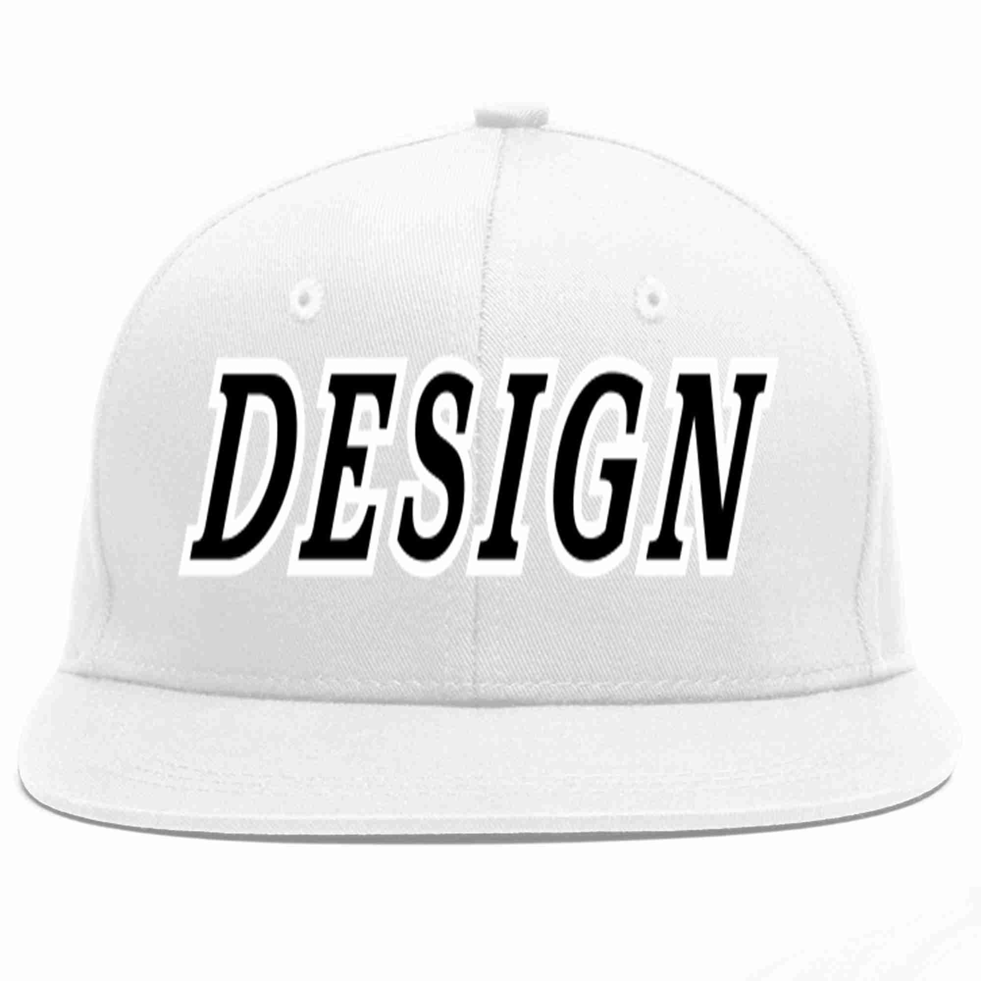 Custom White Black-White Flat Eaves Sport Baseball Cap Design for Men/Women/Youth