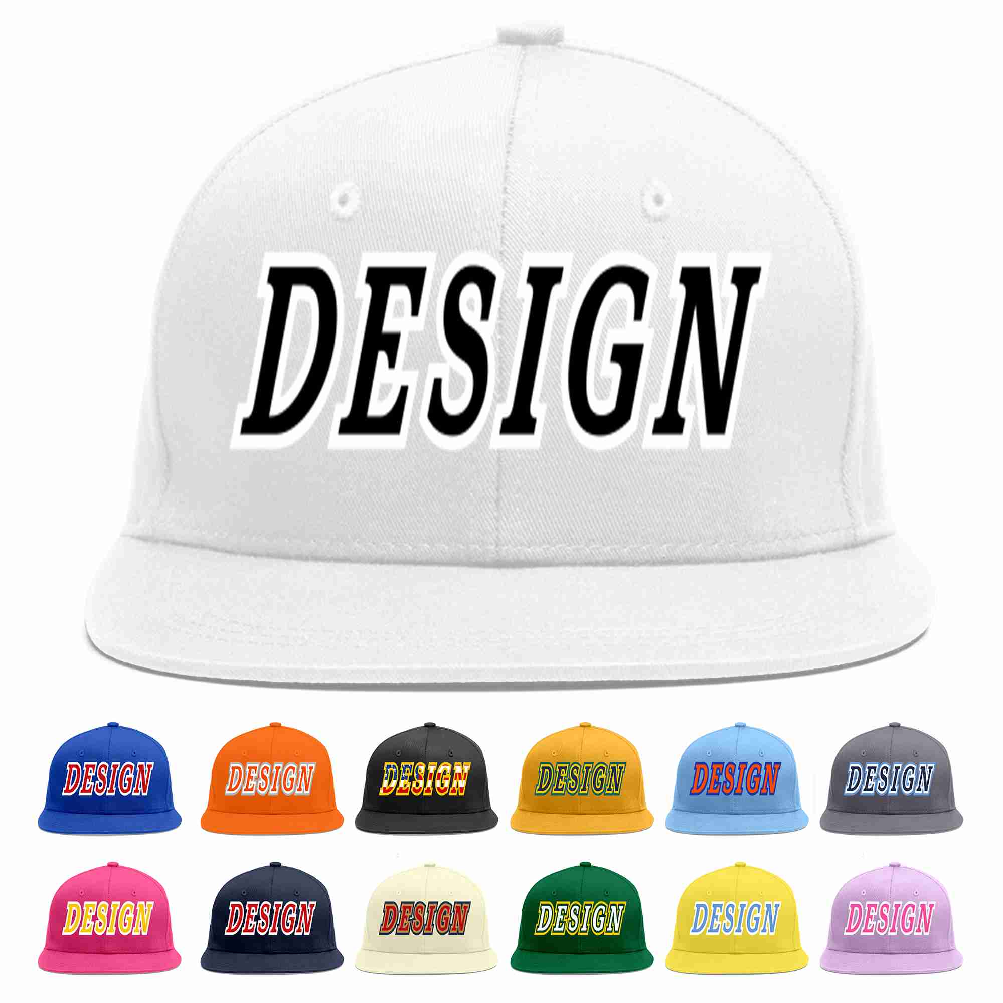 Custom White Black-White Flat Eaves Sport Baseball Cap Design for Men/Women/Youth