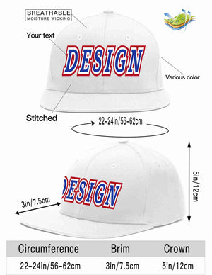 Custom White Royal-White Flat Eaves Sport Baseball Cap Design for Men/Women/Youth