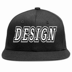 Custom Black White-Black Flat Eaves Sport Baseball Cap Design for Men/Women/Youth