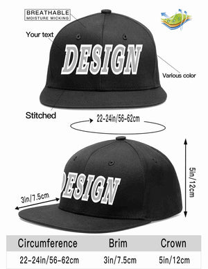 Custom Black Gray-White Flat Eaves Sport Baseball Cap Design for Men/Women/Youth