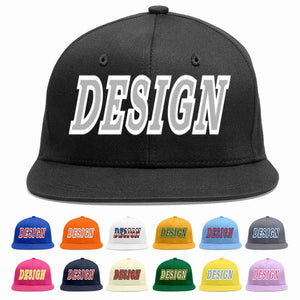 Custom Black Gray-White Flat Eaves Sport Baseball Cap Design for Men/Women/Youth