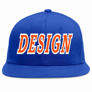 Custom Royal Orange-White Flat Eaves Sport Baseball Cap Design for Men/Women/Youth