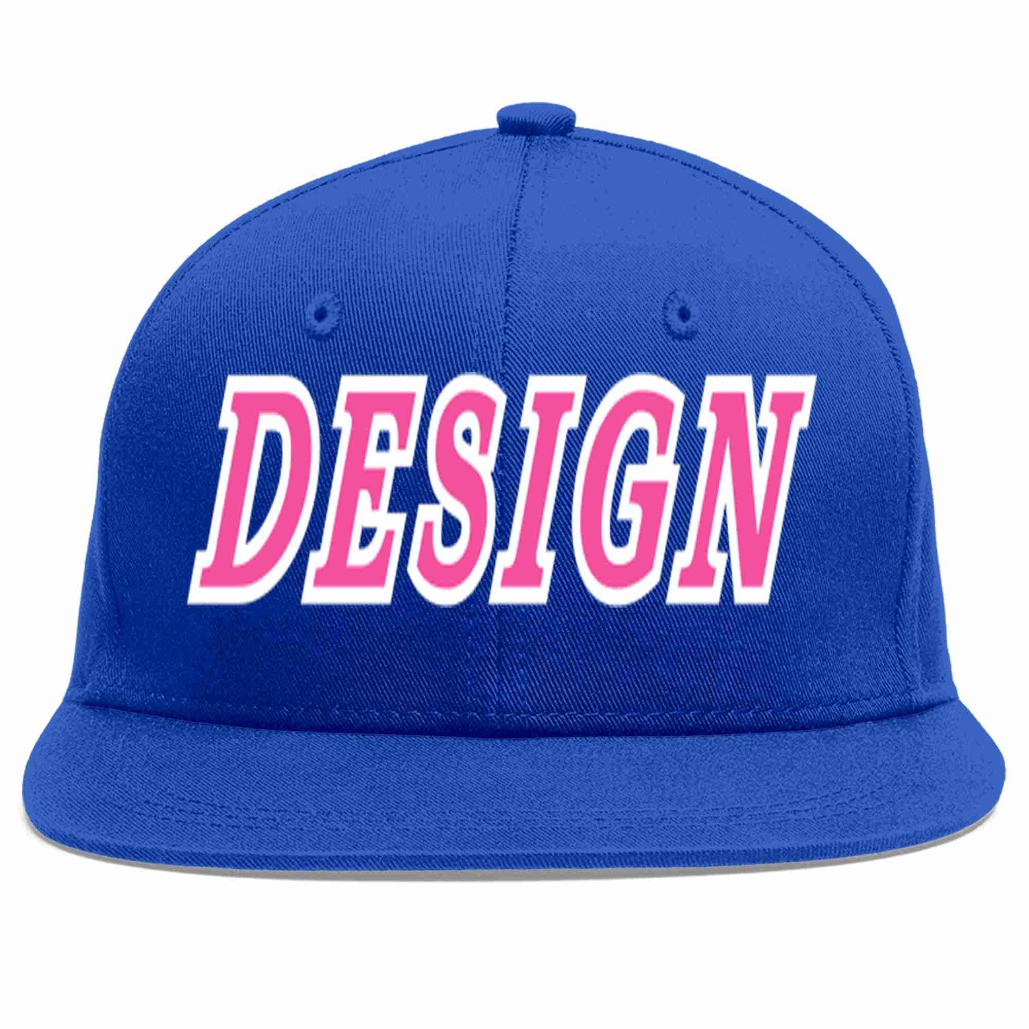 Custom Royal Pink-White Flat Eaves Sport Baseball Cap Design for Men/Women/Youth