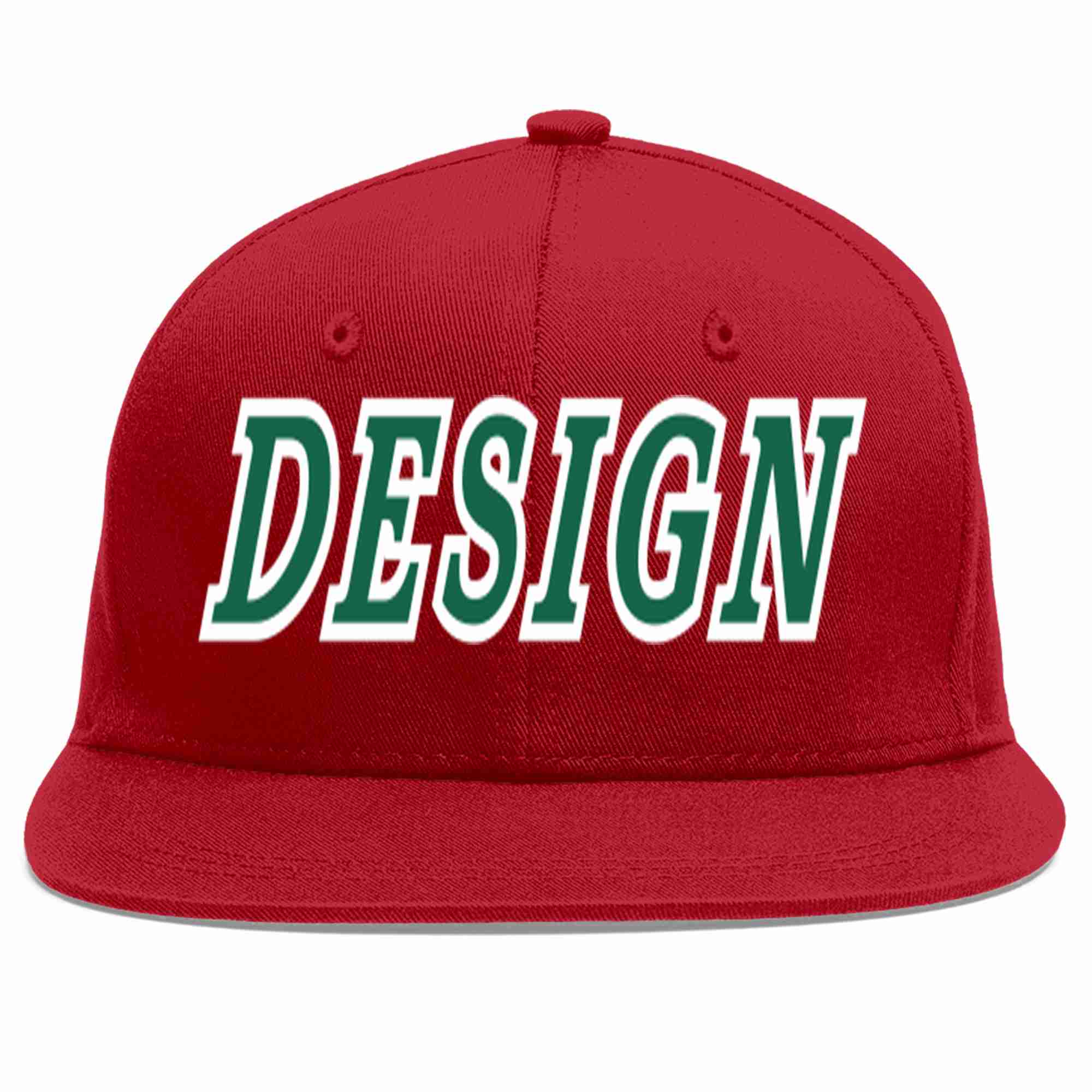 Custom Red Kelly Green-White Flat Eaves Sport Baseball Cap Design for Men/Women/Youth