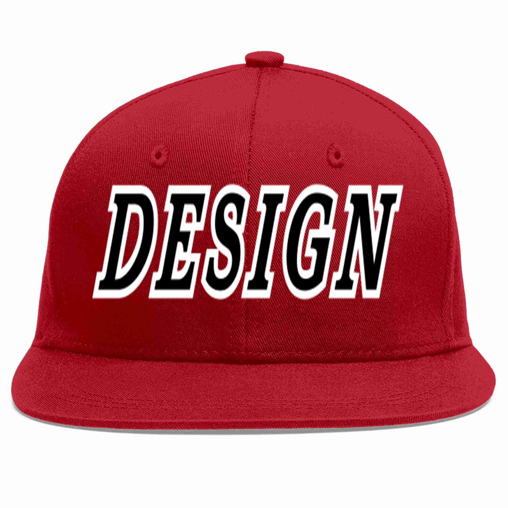 Custom Red Black-White Flat Eaves Sport Baseball Cap Design for Men/Women/Youth