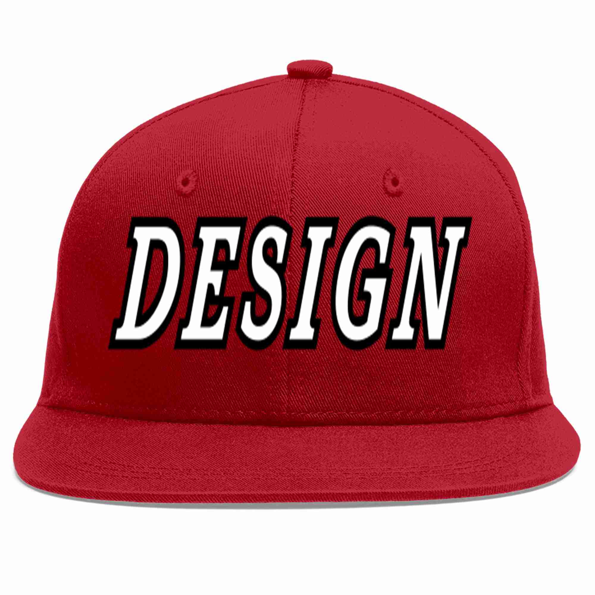 Conception personnalisée de casquette de baseball de sport à avant-toit plat rouge blanc-noir pour hommes/femmes/jeunes