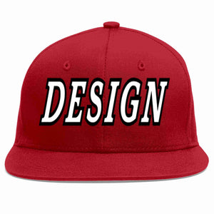 Custom Red White-Black Flat Eaves Sport Baseball Cap Design for Men/Women/Youth