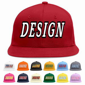 Custom Red White-Black Flat Eaves Sport Baseball Cap Design for Men/Women/Youth