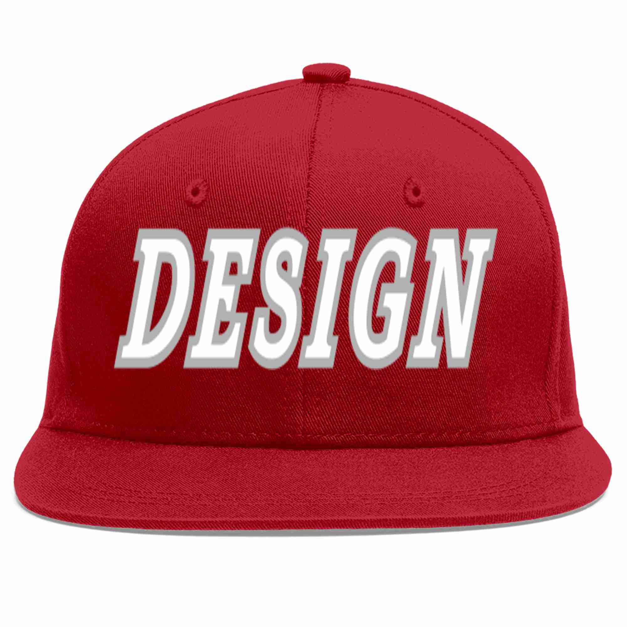 Custom Red White-Gray Flat Eaves Sport Baseball Cap Design for Men/Women/Youth