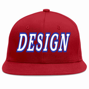 Custom Red White-Royal Flat Eaves Sport Baseball Cap Design for Men/Women/Youth