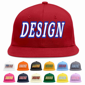 Custom Red White-Royal Flat Eaves Sport Baseball Cap Design for Men/Women/Youth