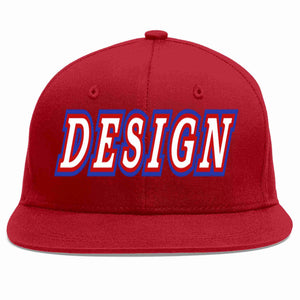 Conception personnalisée de casquette de baseball de sport à avant-toit plat rouge blanc-rouge pour hommes/femmes/jeunes