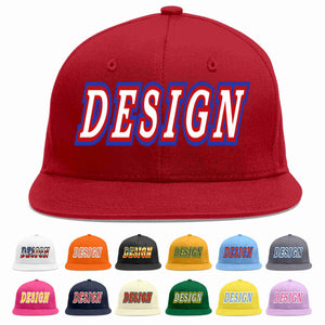 Conception personnalisée de casquette de baseball de sport à avant-toit plat rouge blanc-rouge pour hommes/femmes/jeunes